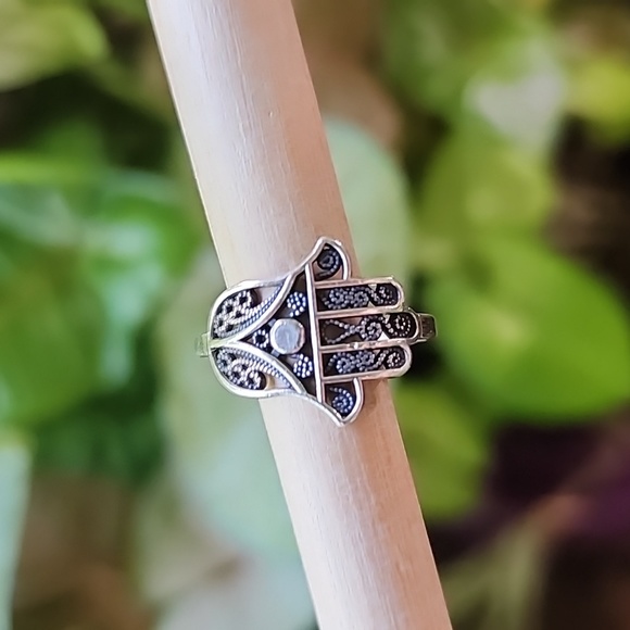 Hamsa Sterling Silver Ring - Picture 2 of 5